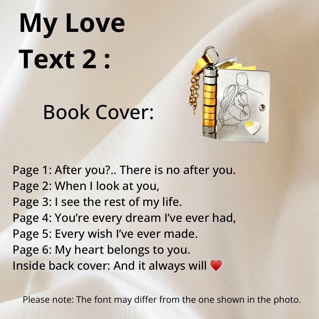 My Love Book Necklace, Custom Engraved Message