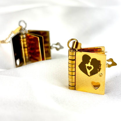 My Love Book Necklace, Custom Engraved Message