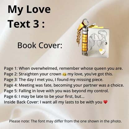 My Love Book Necklace, Custom Engraved Message