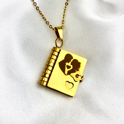 My Love Book Necklace, Custom Engraved Message