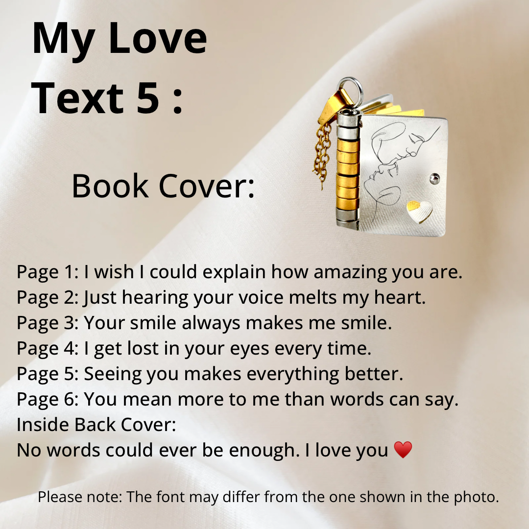 My Love Book Necklace, Custom Engraved Message
