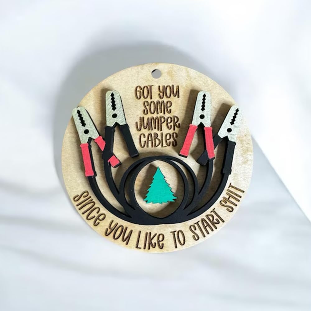 Jumper Cables Christmas Ornament