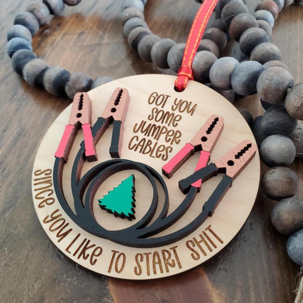 Jumper Cables Christmas Ornament