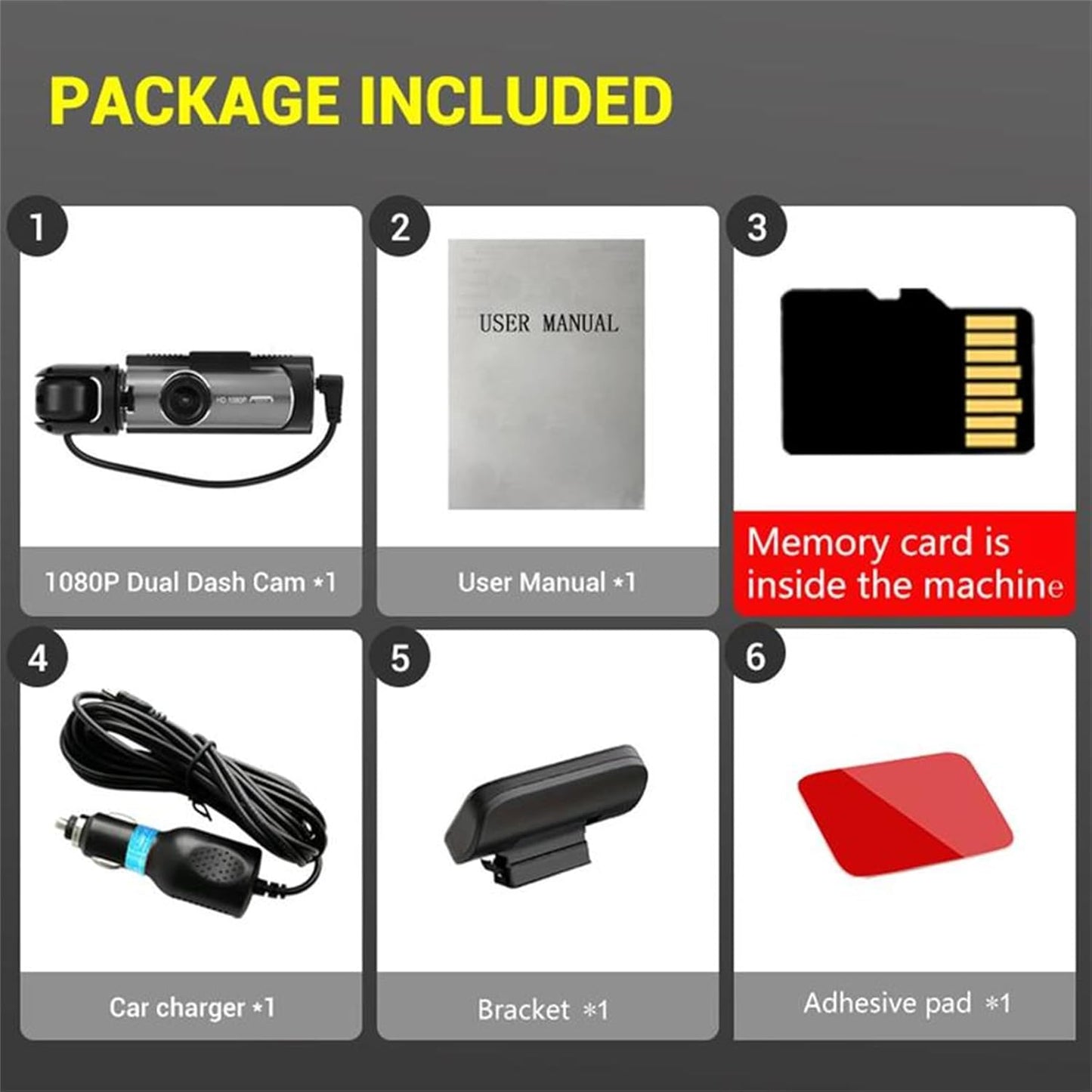 Dual Camera Dash Cam 1080P and IR Night Vision