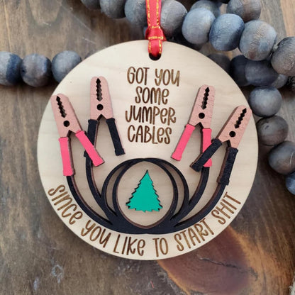 Jumper Cables Christmas Ornament