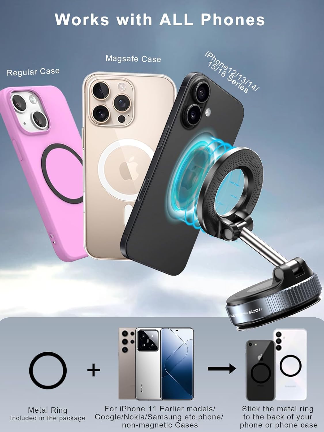 360° Magnetic Suction Phone Mount