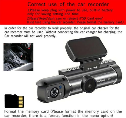 Dual Camera Dash Cam 1080P and IR Night Vision