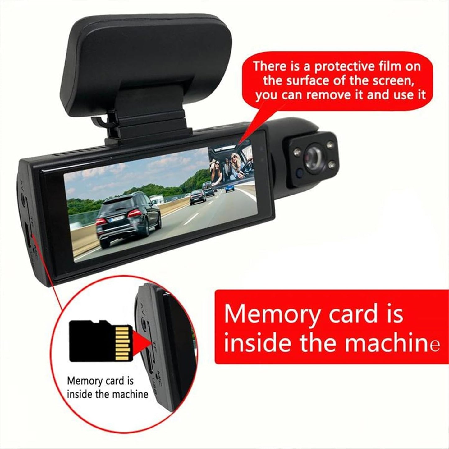 Dual Camera Dash Cam 1080P and IR Night Vision