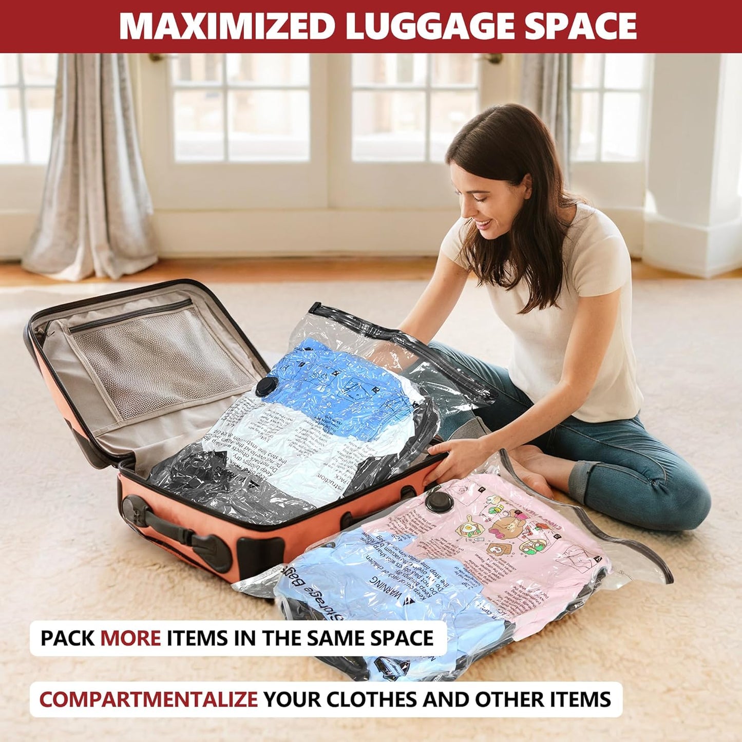 Travel Compression Vacuum Bags with Pump ( 8Pcs Bag Combo)