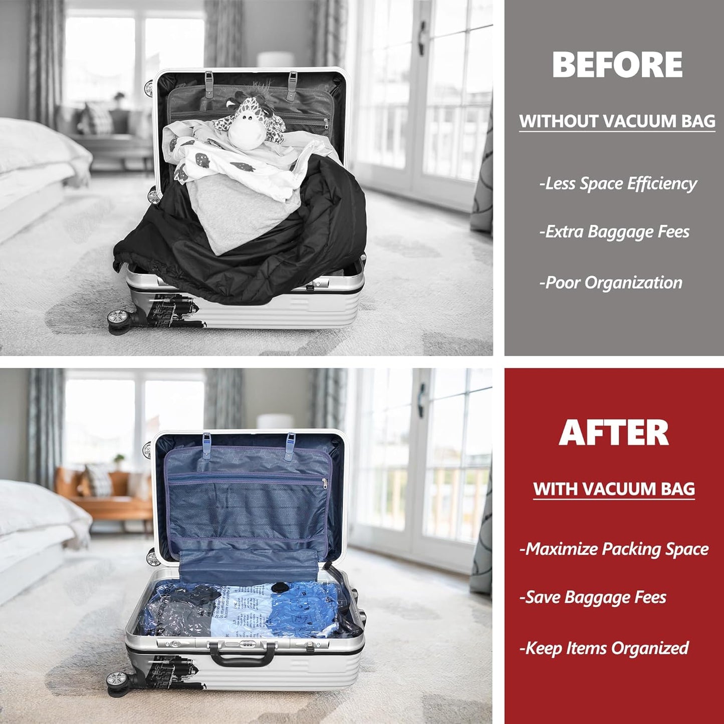 Travel Compression Vacuum Bags with Pump ( 8Pcs Bag Combo)