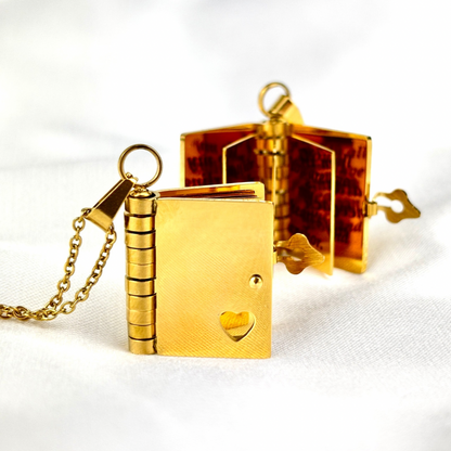 My Love Book Necklace, Custom Engraved Message