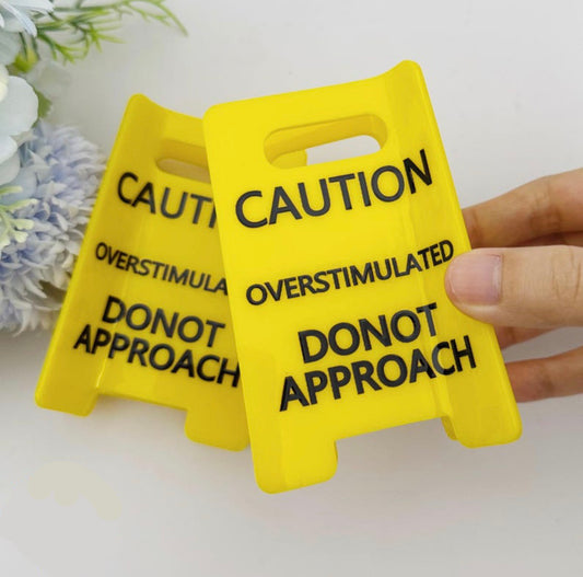 Caution Overstimulated Yellow Sign Hair Claw Clip