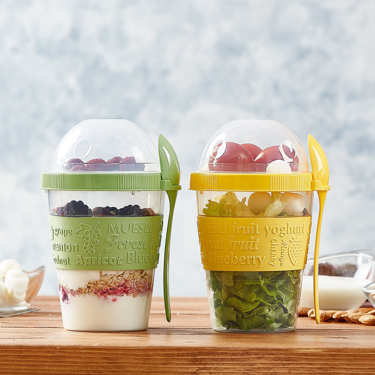 Crystalia Yogurt Cups with Lids, Set of 2