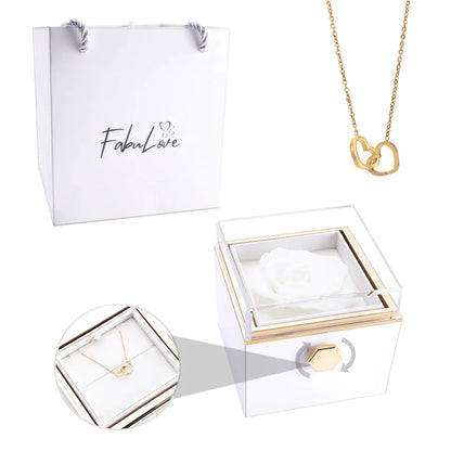 ETERNAL ROSE BOX WITH NECKLACE & REAL ROSE.