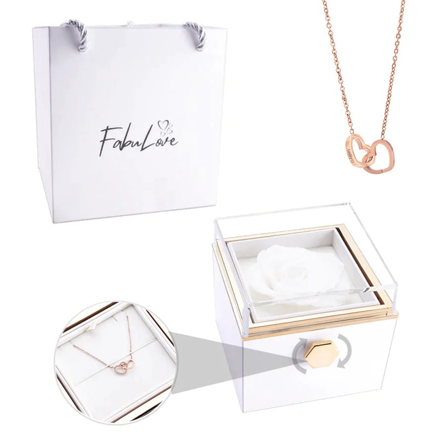 ETERNAL ROSE BOX WITH NECKLACE & REAL ROSE.