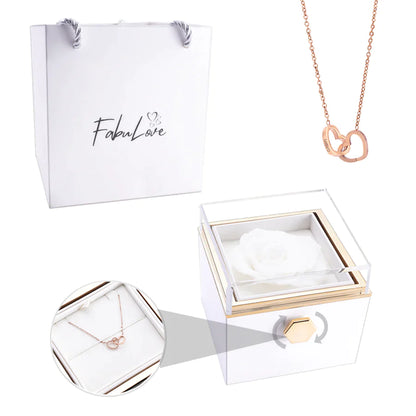 ETERNAL ROSE BOX WITH NECKLACE & REAL ROSE.
