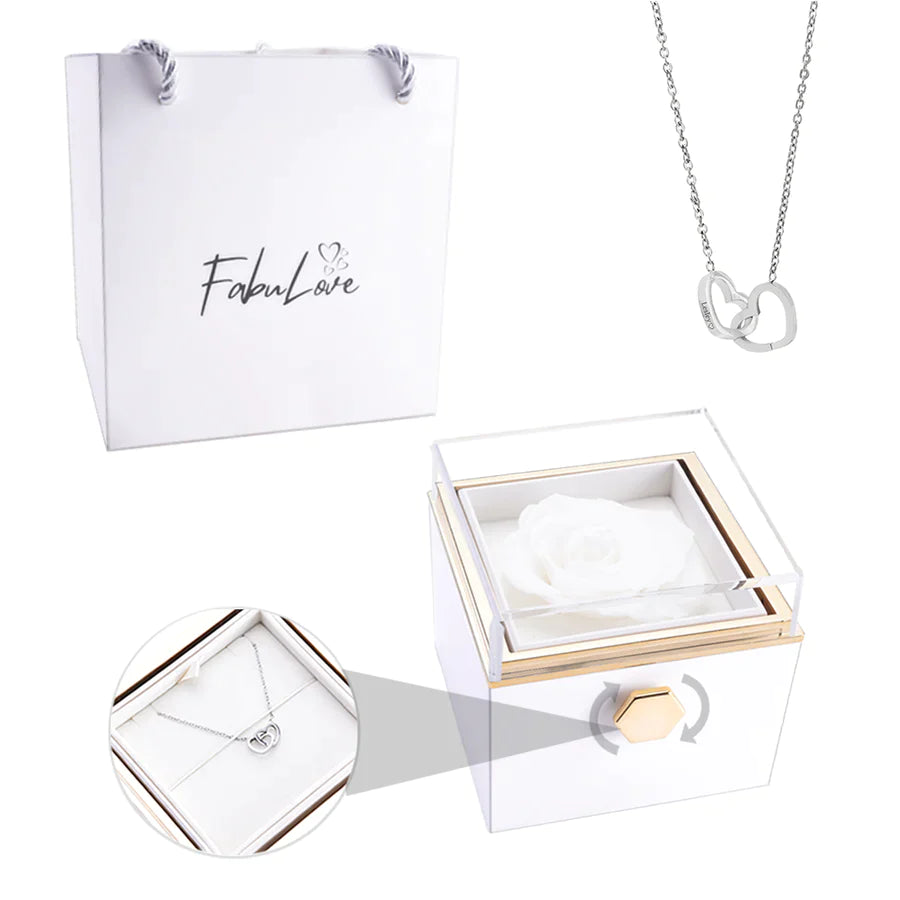 ETERNAL ROSE BOX WITH NECKLACE & REAL ROSE.